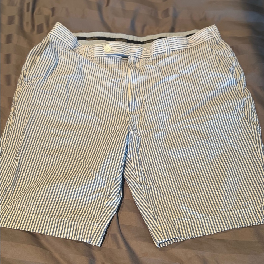 Brooks Brothers Blue and White Flat Front Shorts